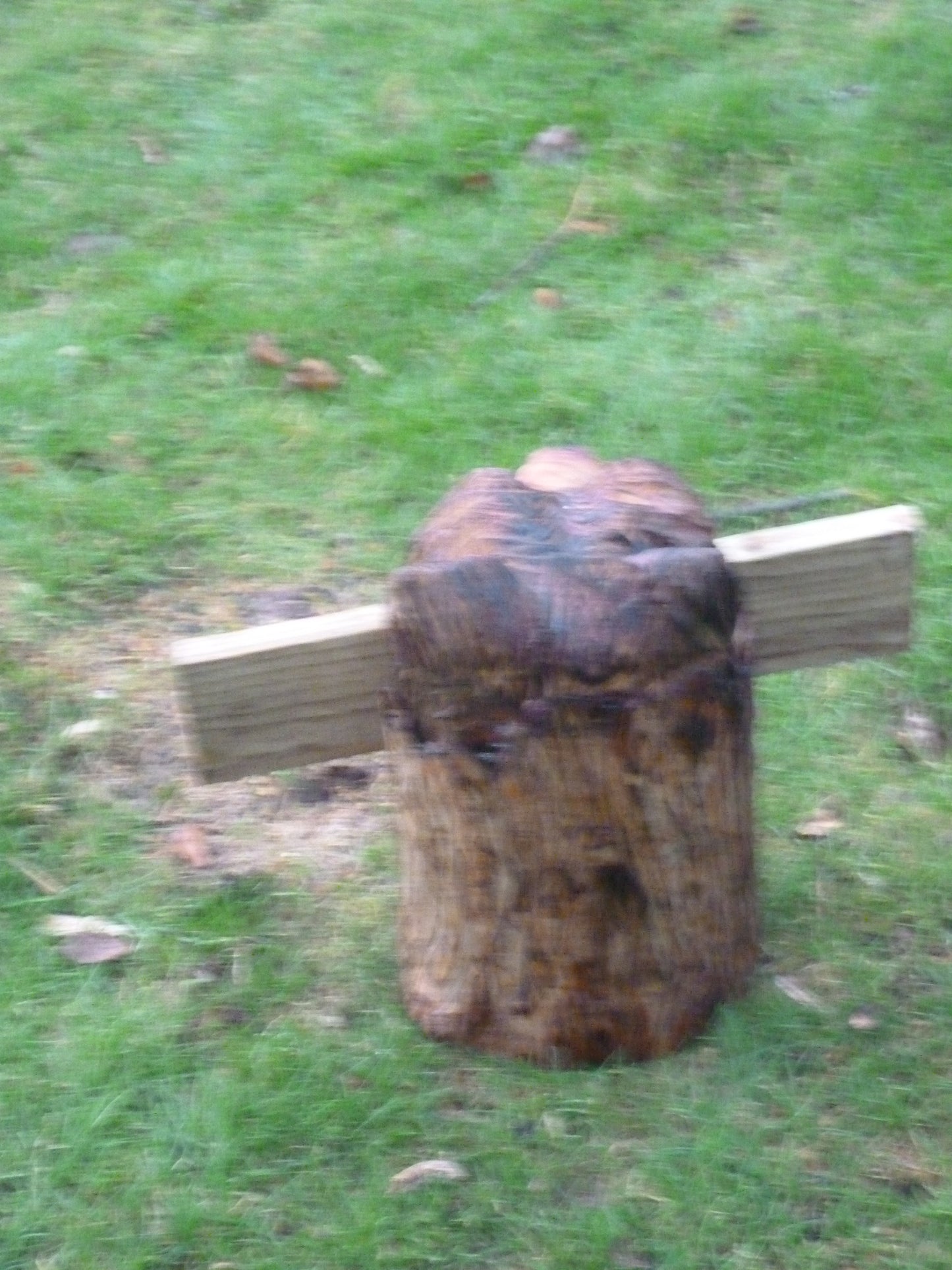 Chainsaw Carved Bear in a log with a welcome sign