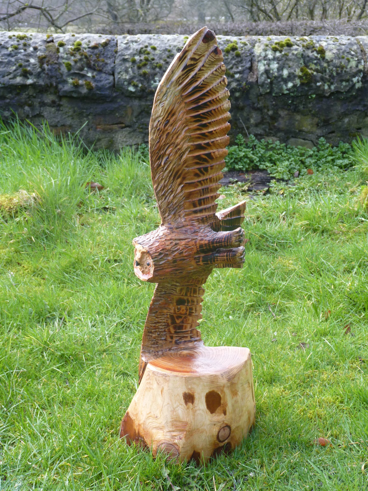 1 Chainsaw carved soaring owl