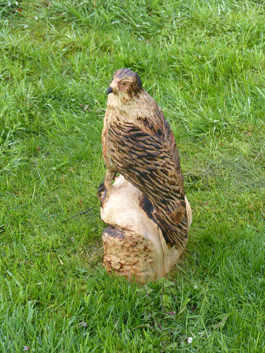 1 Chainsaw carved hawk garden sculpture.