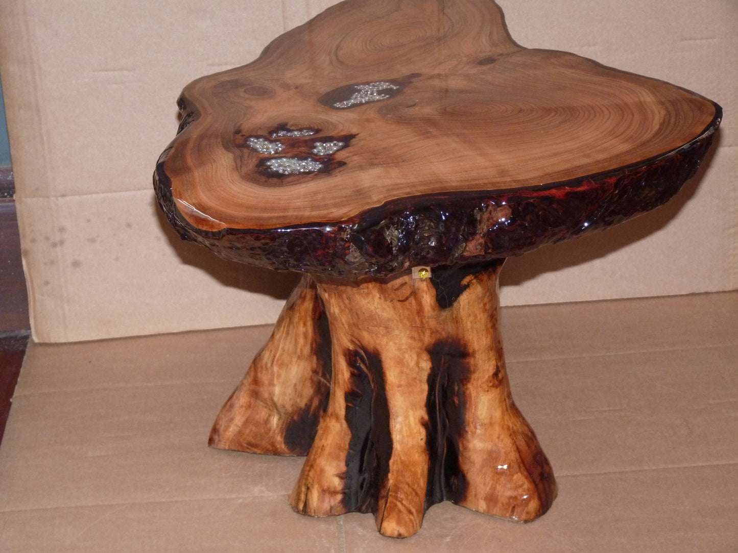 1 Resin table with Chainsaw carved base